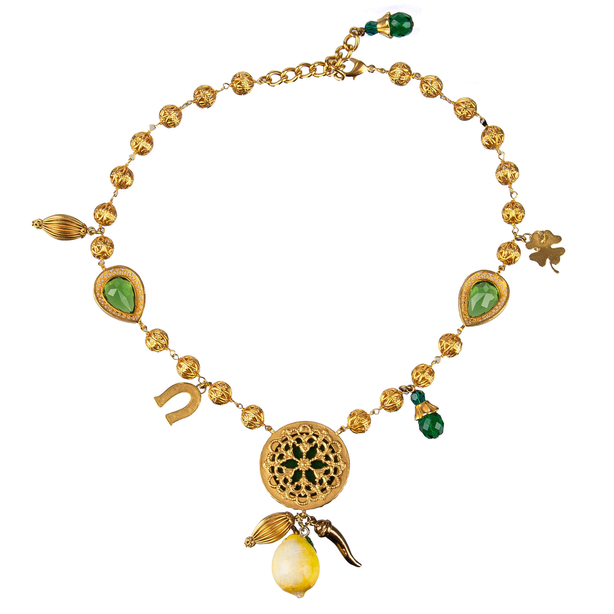 Dolce & Gabbana Filigree Crystal Lemon Necklace Chocker Gold | FASHION ...