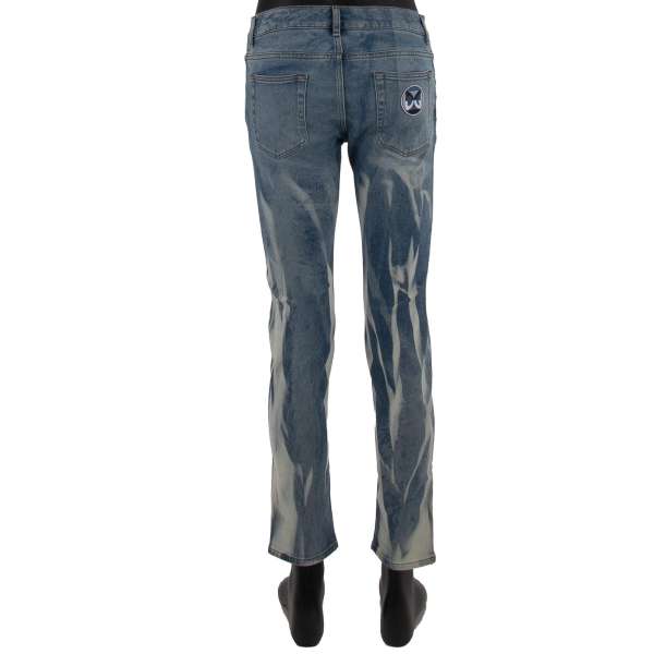 Gio Ponti Design 5-pockets Jeans SKINNY with DG Logo embroidered patch on the back in blue by DOLCE & GABBANA