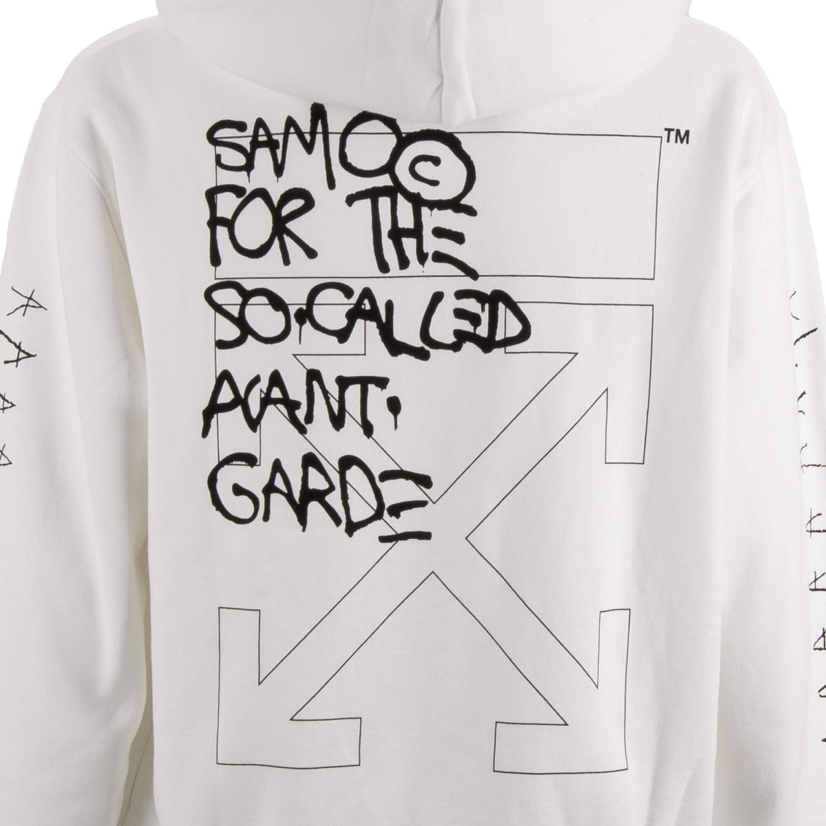 Off White Virgil Abloh Cotton Hoodie with Basquiat Avantgarde Print White L FASHION ROOMS