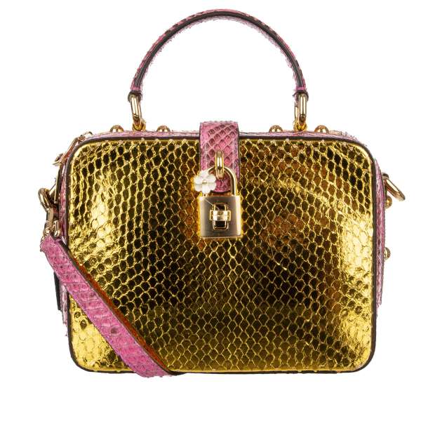 Snake leather shoulder bag / tote / clutch DOLCE BAG with zip and decorative padlock closure by DOLCE & GABBANA