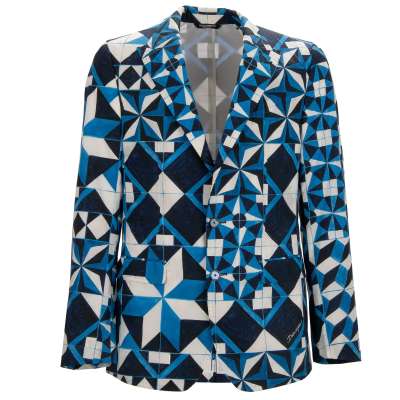 Gio Ponti Blazer Jacket TAORMINA Peak Lapel Blue White