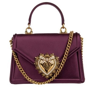 Dolce & Gabbana Satin Shoulder Bag Clutch DEVOTION with DG Heart Logo  Purple | FASHION ROOMS