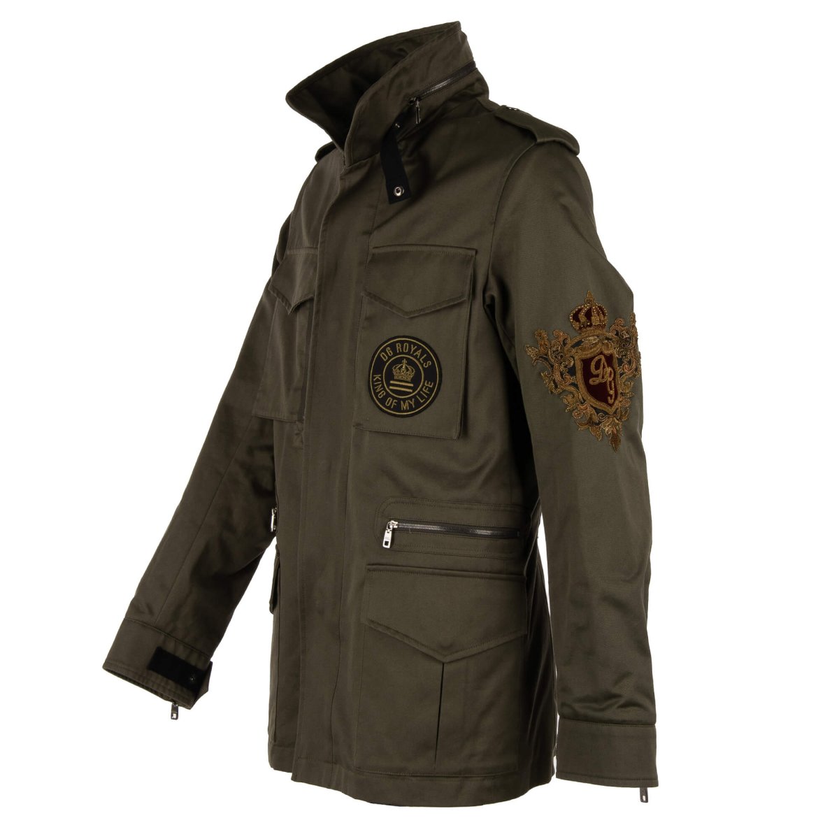 Dolce Gabbana Military Canvas Jacket DG LOVE with Embroidery und Pockets Khaki FASHION ROOMS