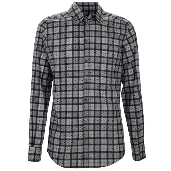 Checked pattern shirt with jersey short collar by DOLCE & GABBANA