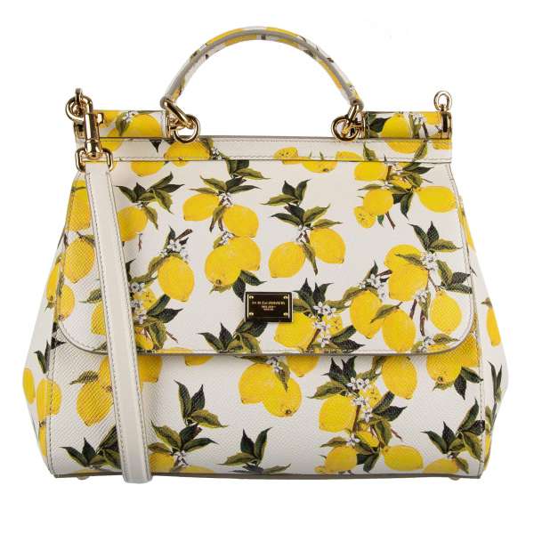Dolce & Gabbana Lemon Printed Bag SICILY White Yellow | FASHION ROOMS