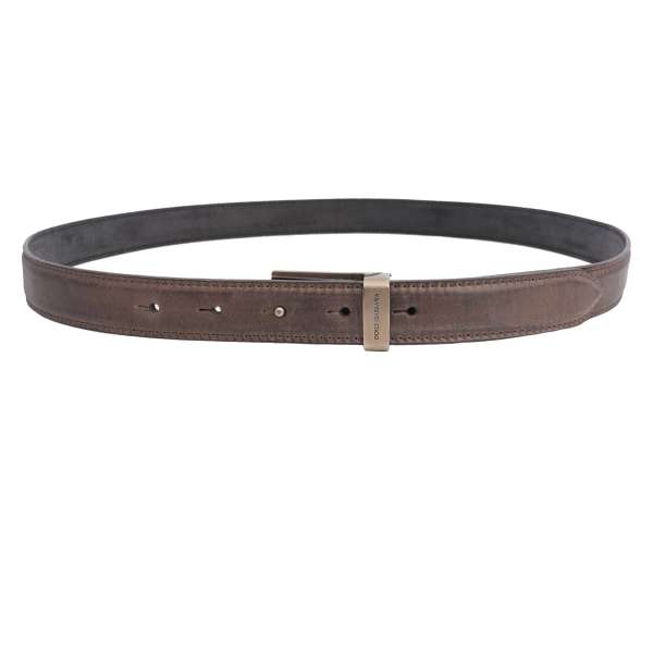 Leather belt with DG Logo metal buckle in gray by DOLCE & GABBANA