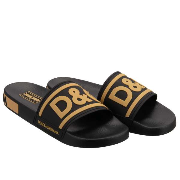 Slides Sandals with a D&G Front Logo and large Logo insert at the sole by DOLCE & GABBANA - DOLCE & GABBANA x DJ KHALED Limited Edition