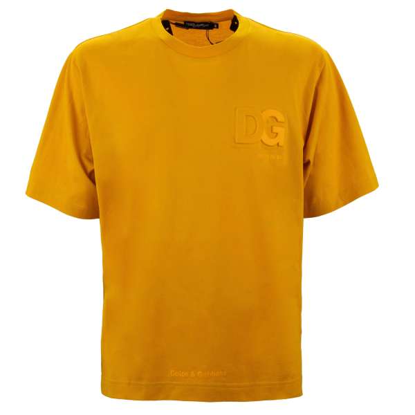 Oversize cotton T-Shirt with DG Logo print in yellow by DOLCE & GABBANA