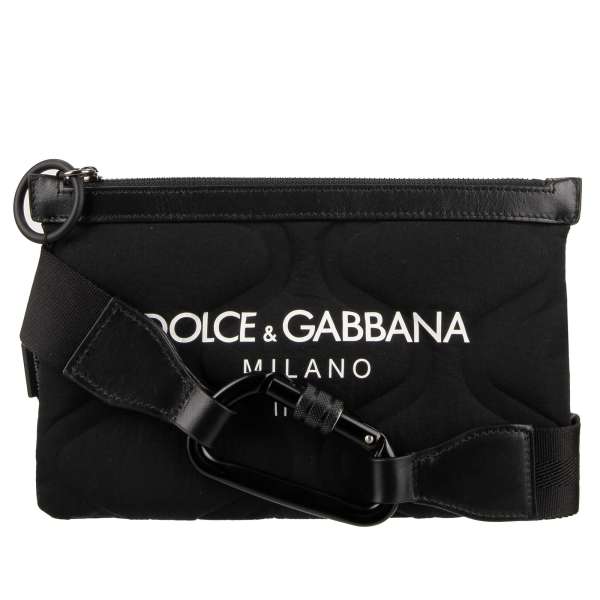 Quilted Nylon Crossbody Bag / Shoulder Bag with a large logo, hook closure and leather details by DOLCE & GABBANA