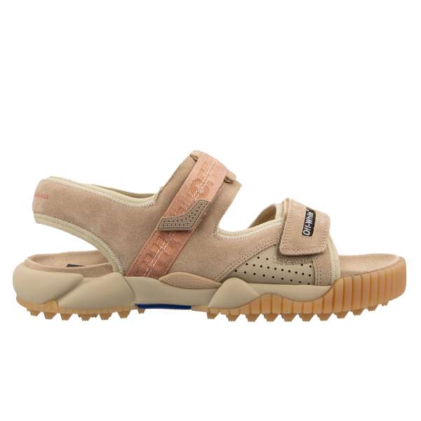 ODDSY MINIMAL TRECKKING Slides Straps Sandalen mit Logo in beige von OFF-WHITE c/o Virgil Abloh