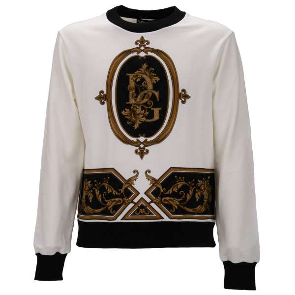 Dolce Gabbana Dg Barock Logo Pullover Wei Schwarz Fashion Rooms