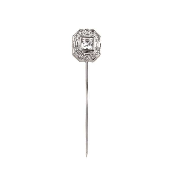 Men Runway Palladio Brooch / Jacket Lapel Pin with white crystals in silver by DOLCE & GABBANA