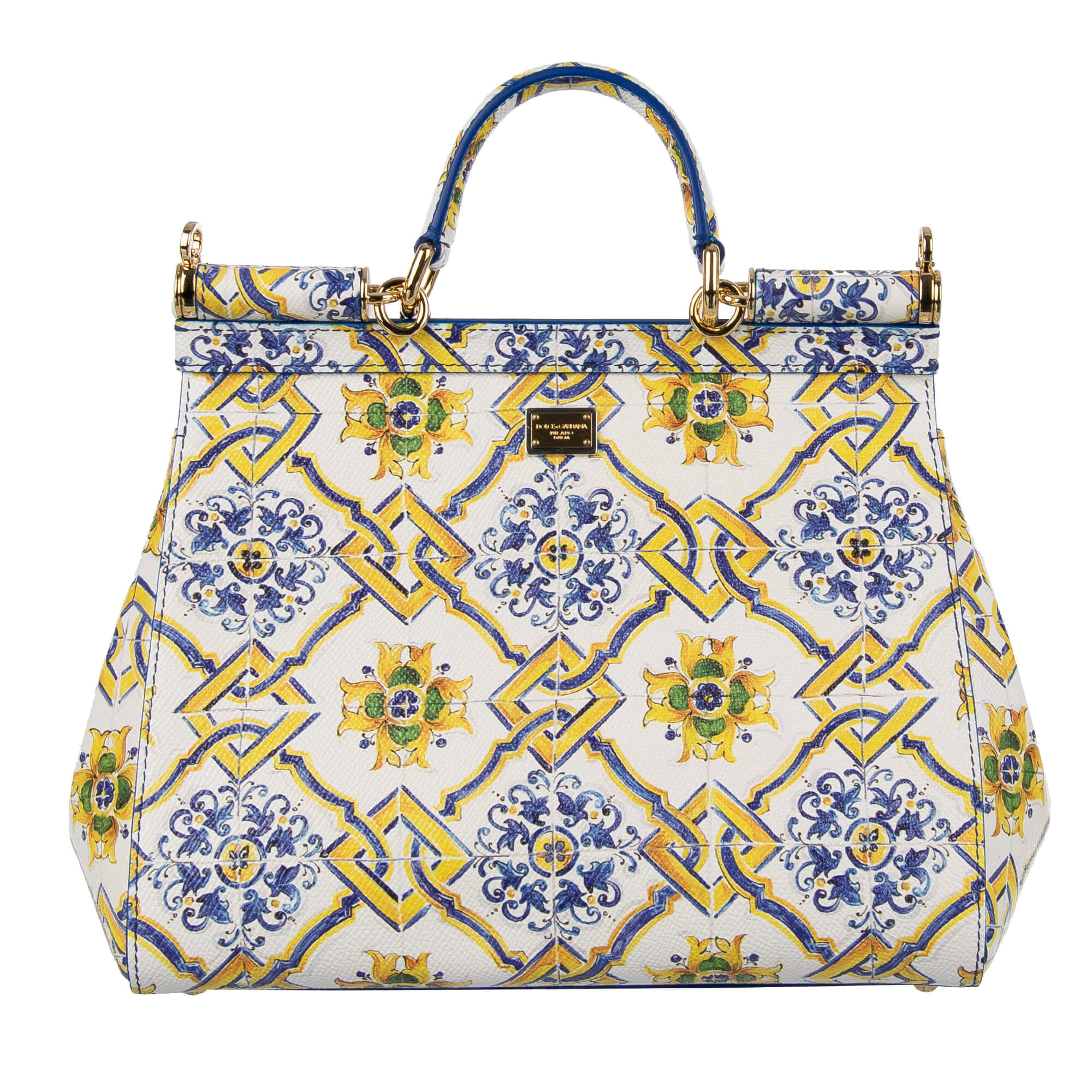 Dolce & Gabbana Blue Majolica Print Dauphine Sicily Shoulder Bag